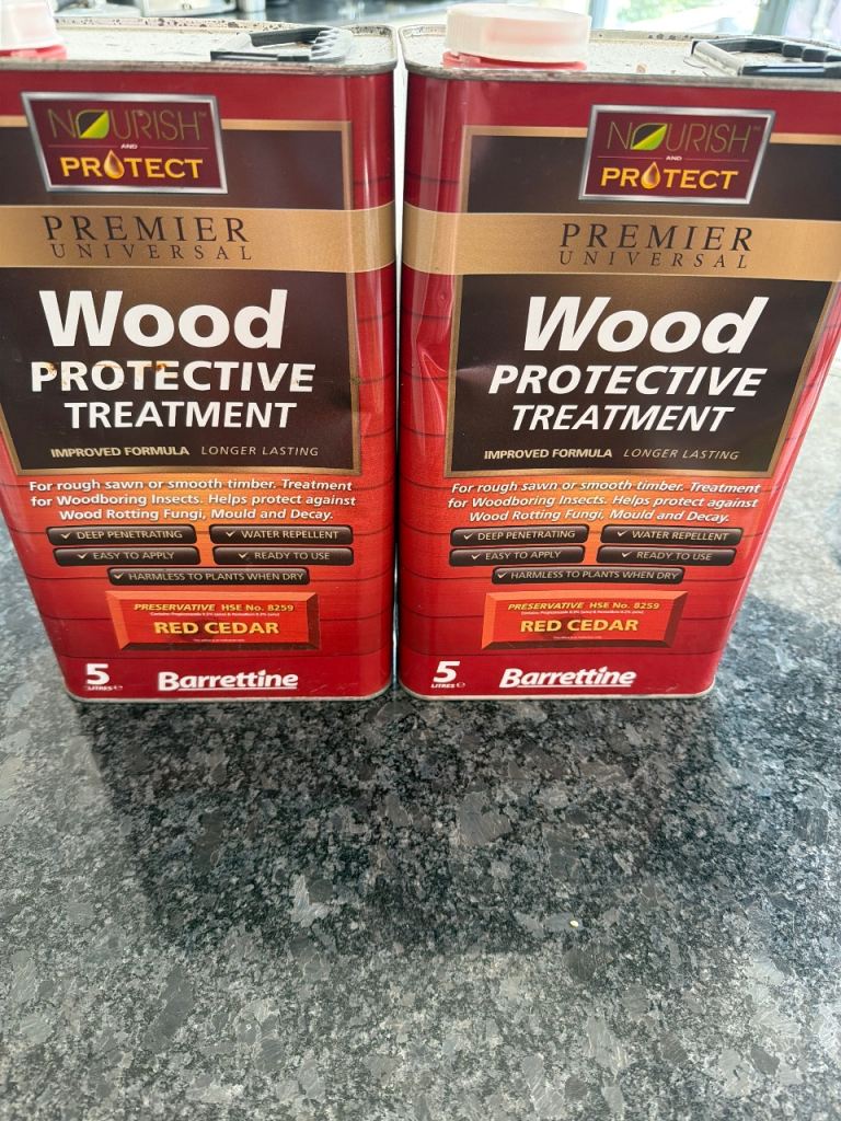 Barrettine Wood Protective Treatment - Red Cedar, 5L Tins, New
