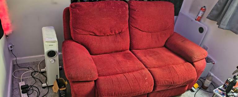 Red Two-Seater Electric Recliner Sofa – Fair Condition