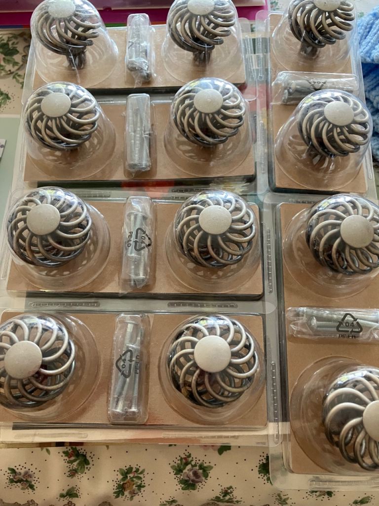 B&Q Brand New Pewter Effect Cage Knob Handles