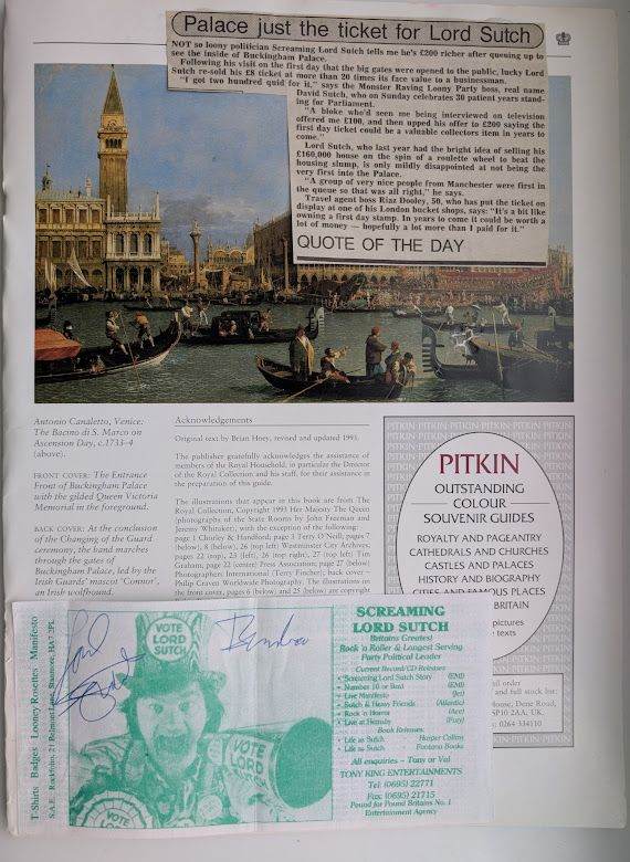 Autographed Lord Sutch Leaflet From Buckingham Palace Public Opening 1993