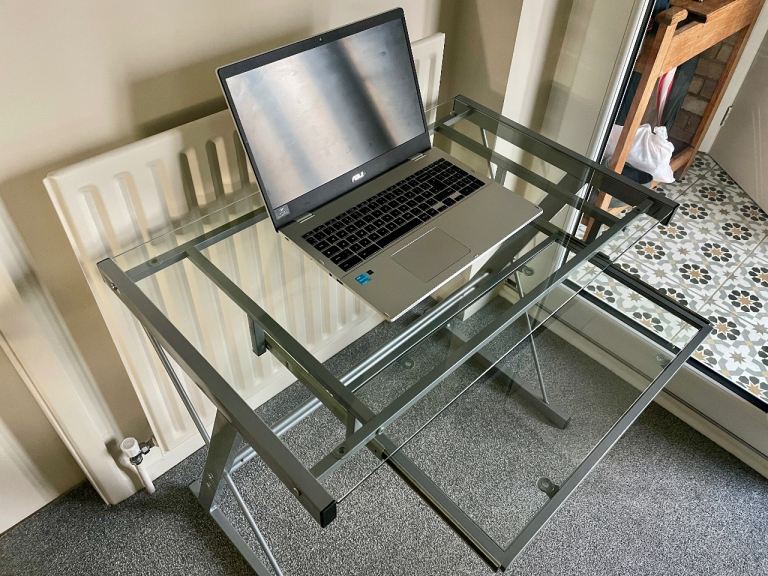Glass Computer Desk (small) with pull out keyboard tray