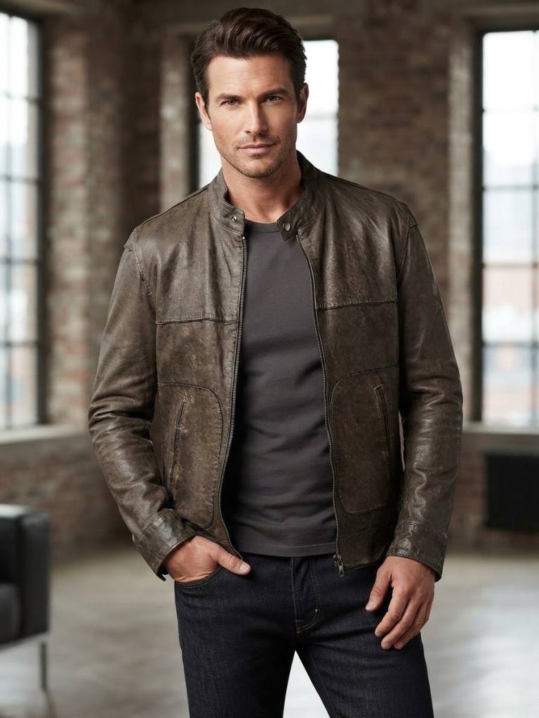 Men's Dolce & Gabbana D&G  Luxury Distressed Lambskin Leather Jacket RRP £2500