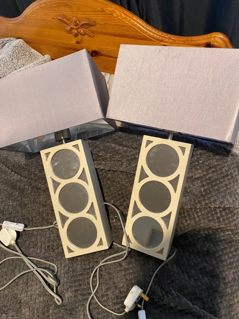 Pair of Grey Table Lamps with Modern Design