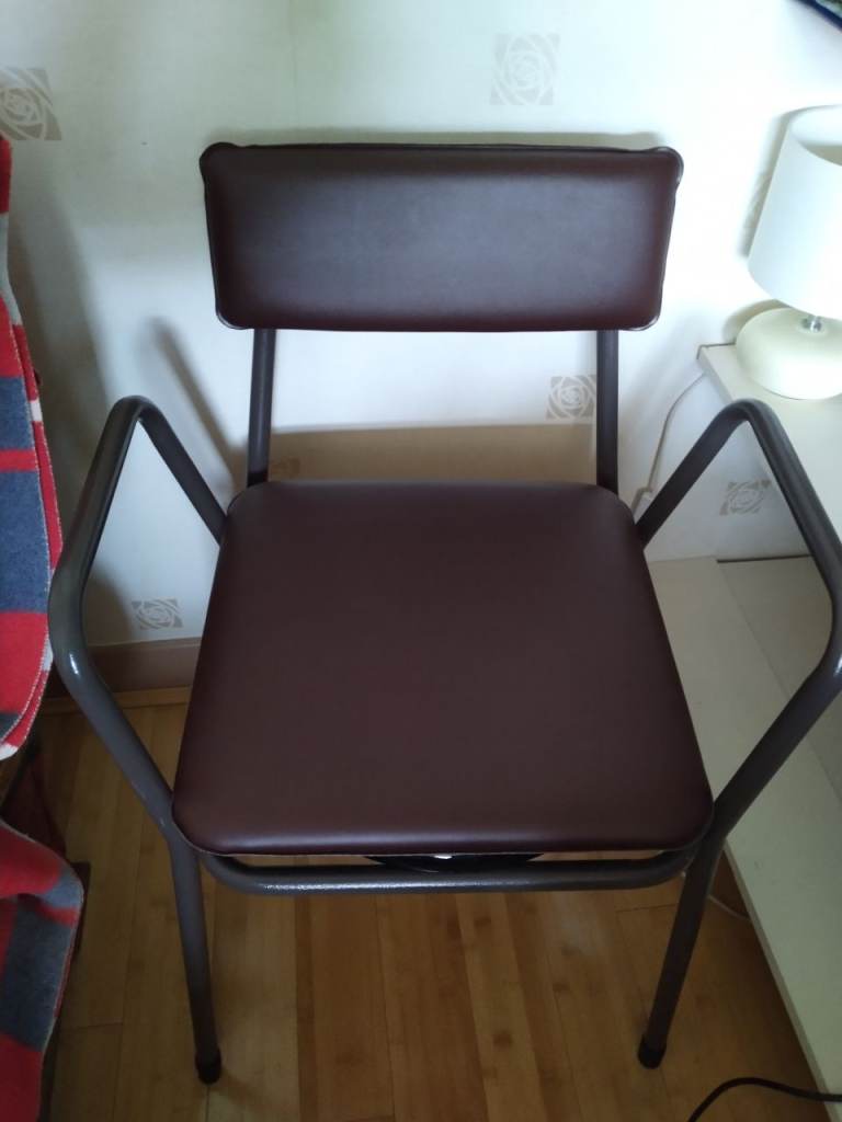 Brown Commode Chair with Padded Seat and Back