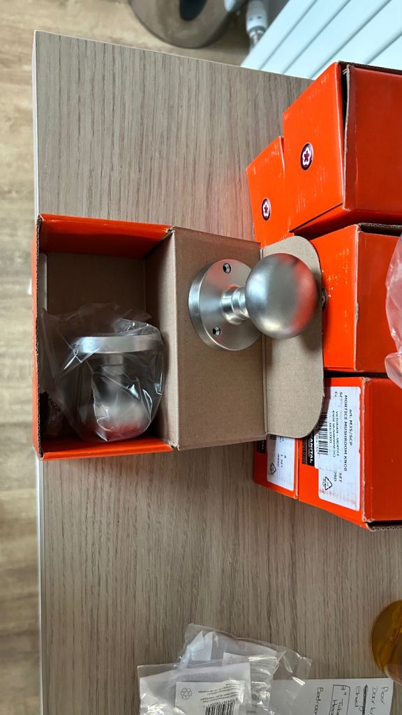 Satin chrome door knobs x 7