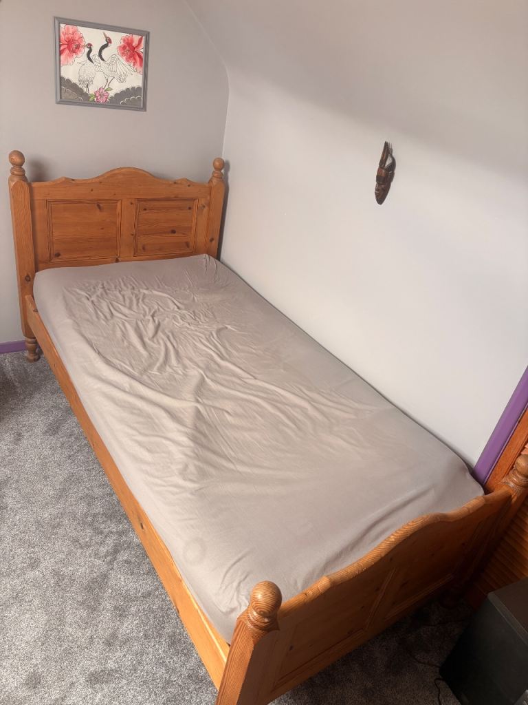 Solid Pine Single Bed Frame – Good Condition