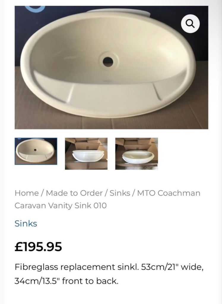 Sink for caravan/motorhome/campervan
