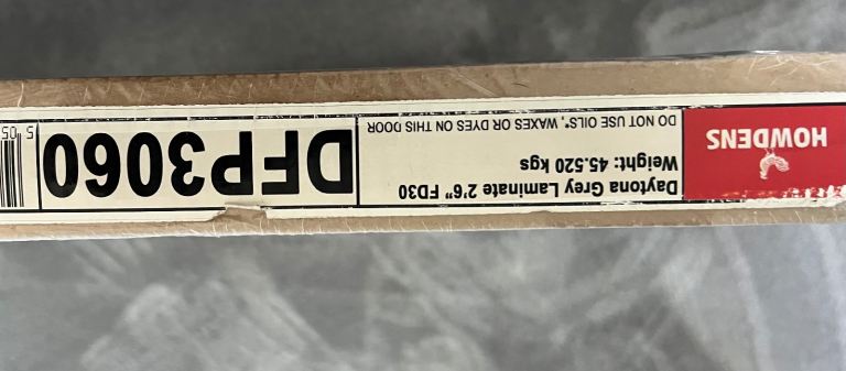 Howdens FD30 Internal Daytona Grey Laminate Door Brand New