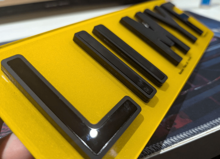 6mm Gloss Black 4D with Matte Black Outline Car Number Plates 
