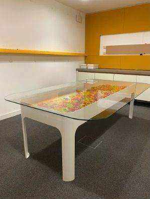 (140cm w x 225cm d x 73cm h) white glass top boardroom table meeting table conference table