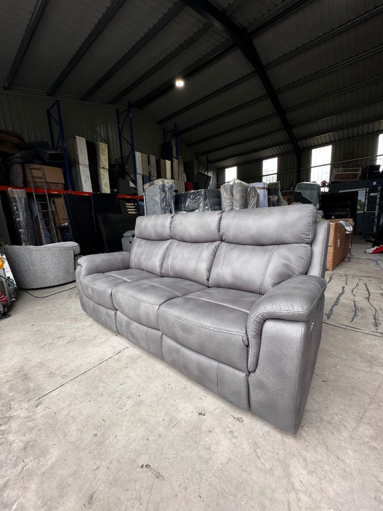  3️⃣ seater recliner sofa 🛋️ grey colour leather material