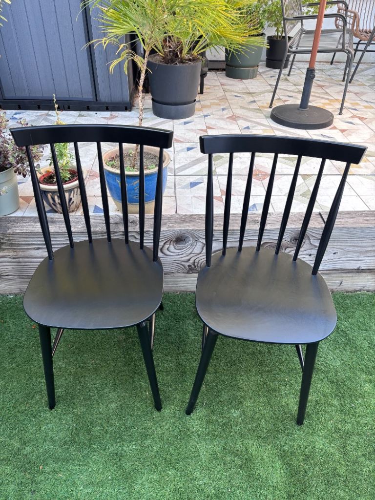 2 x Black Wooden Habitat Dining Chairs