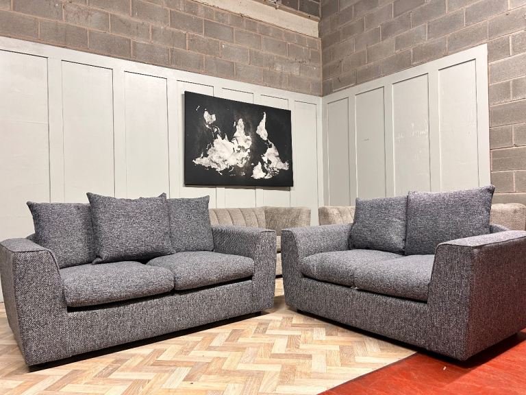 Grey Fabric 2-Seater Sofas – Good Condition