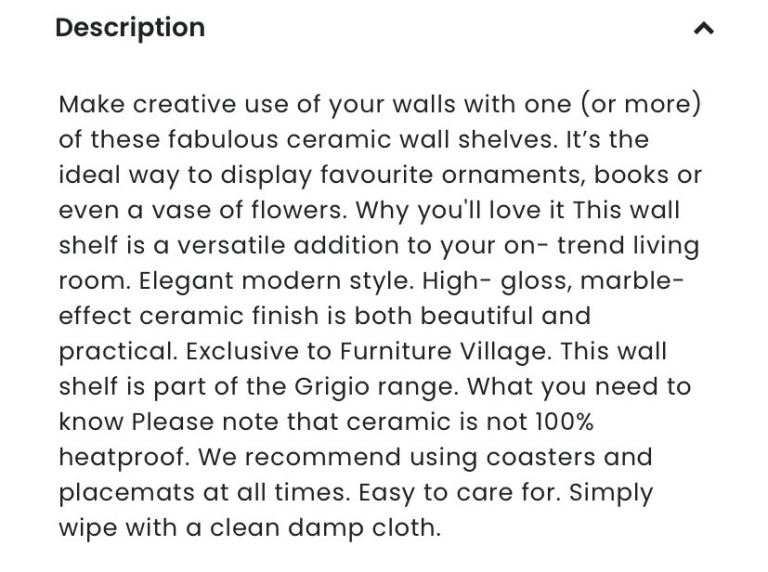 ‘Grigio’ light grey gloss shelf