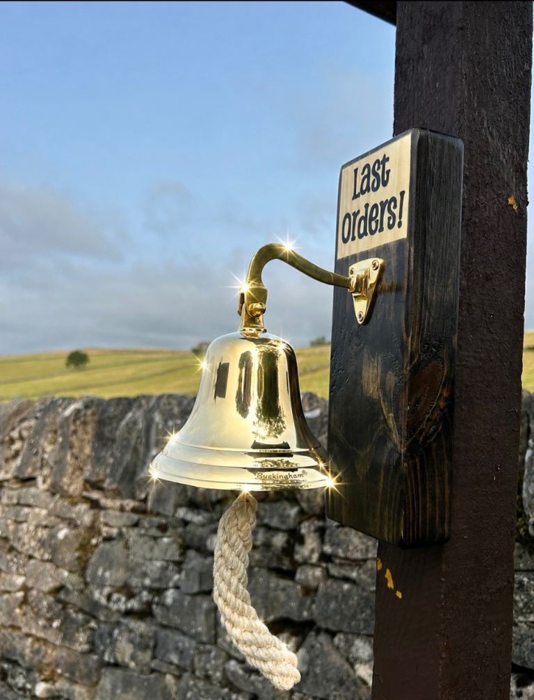 Bar last orders bell, pub bell, bar accessory, solid brass bell, dinner bell, garden bar bell