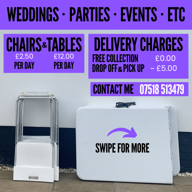 Chairs and Tables for Hire