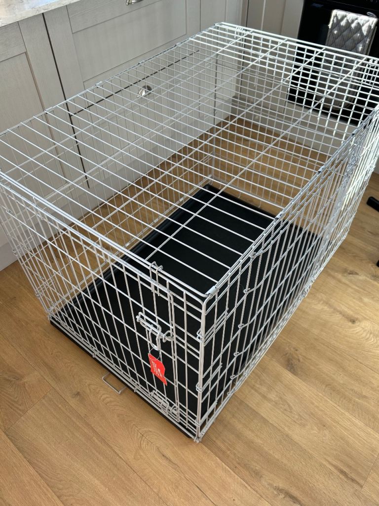 Pets at Home Large Grey Double Door Folding Dog Crate & Black crate cover. Used but as New condition