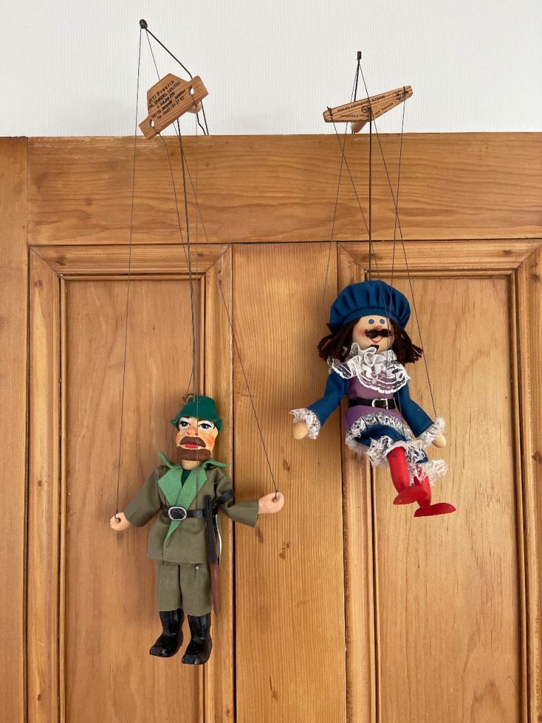 Two Vintage Czech Hand-Made Marionettes (puppets) 
