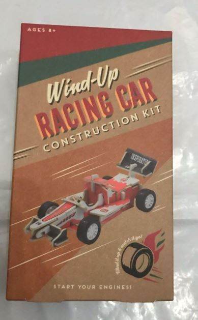 Wind up racing car construction kit