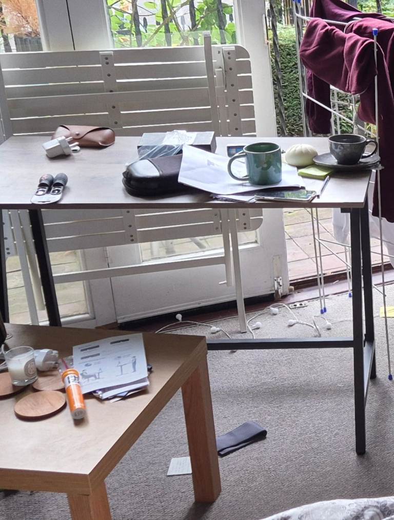 image for Small work desk wooden surface with steel frame