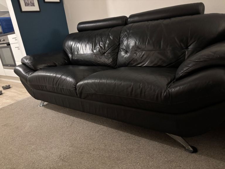FREE Black leather 3&2 seater sofas 