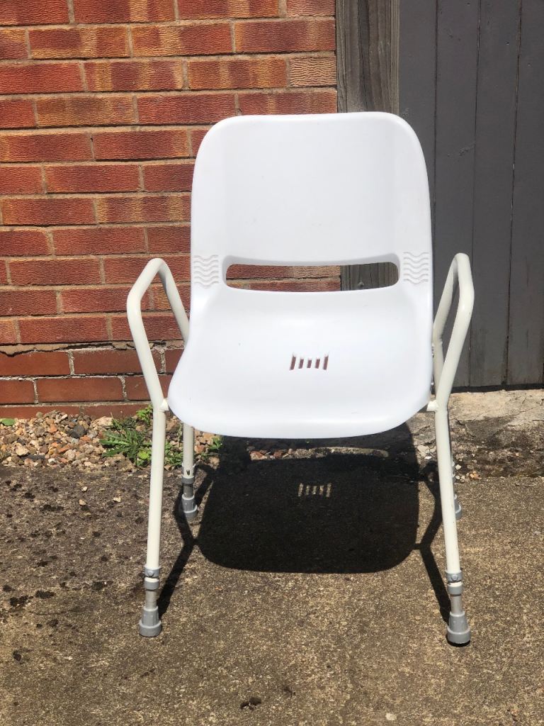 White Adjustable Shower Chair with Armrests