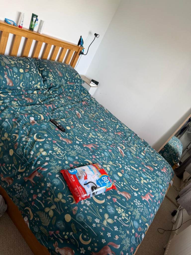 King size wooden bed frame with storage