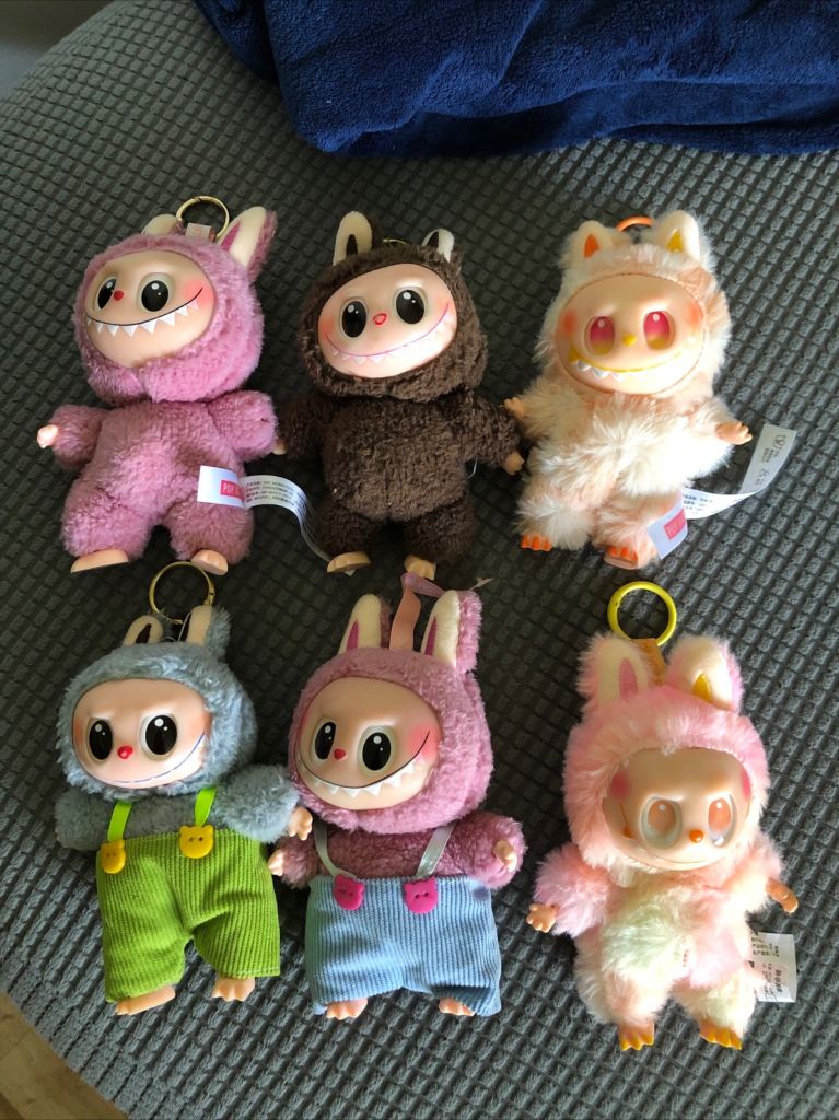 Labubu Pop Mart The Monsters Plush Keyring - Pink Bunny Suit, Good Condition