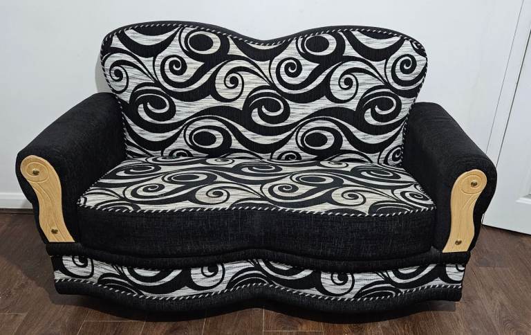Stylish Black and White Patterned Sofa