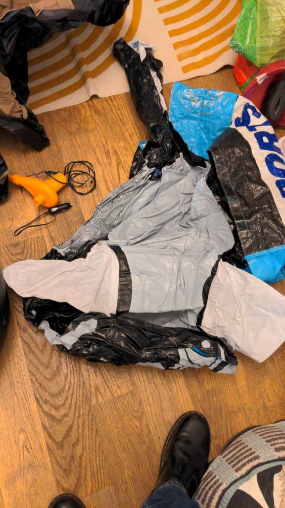 Inflatable chair and stool x2 + inflatable whale!