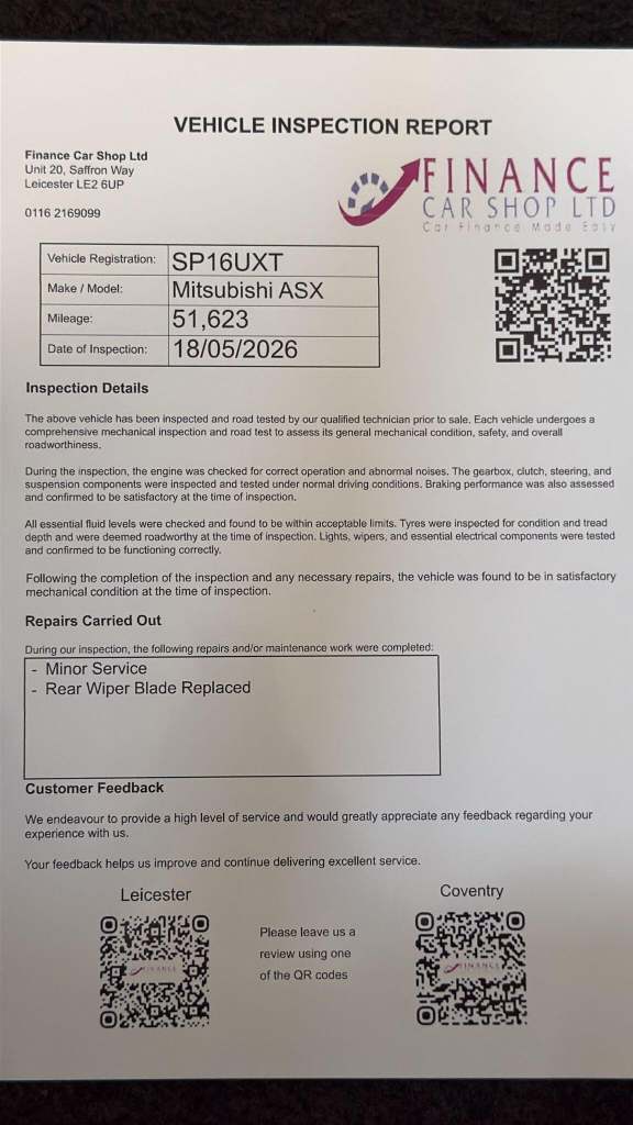 2016 Mitsubishi ASX 1.6 ZC-M 5dr HATCHBACK PETROL Manual