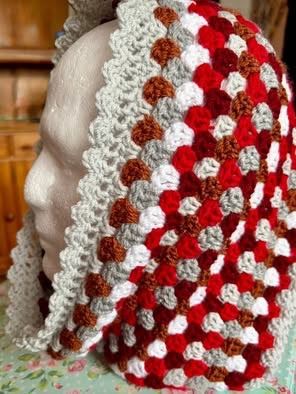 Handmade Crochet Granny Square Hood Multicoloured, New