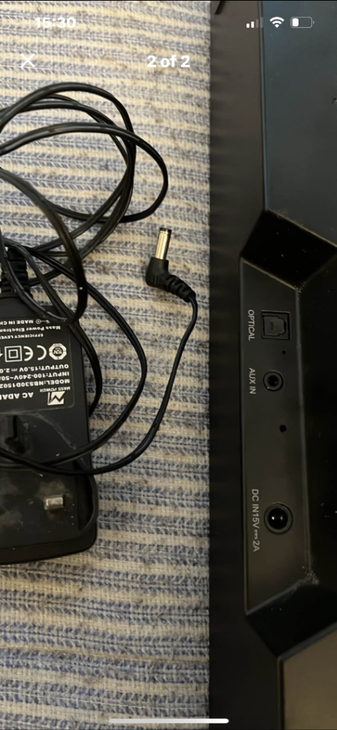 Black Soundbar Speaker System with Power Supply