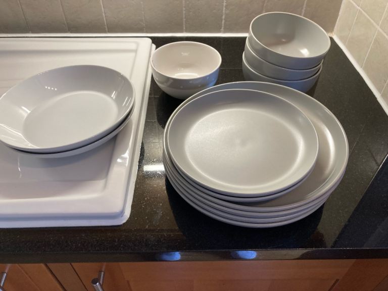 Modern Grey Ceramic Dinnerware Set - As Good As New
