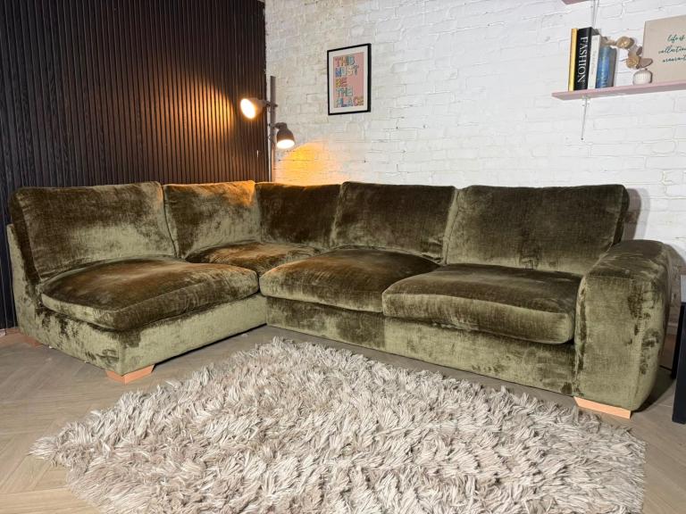 Next Moss Green Large Corner Sofa – RRP £2,750 – Our price £1,450