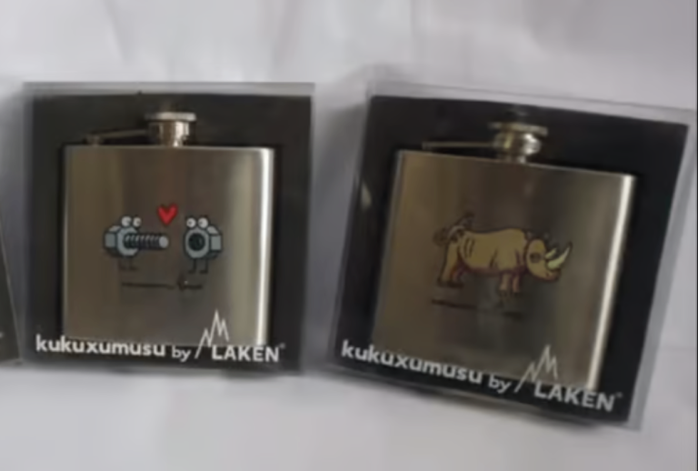 Stainless Steel Hip flasks 5oz. New Choose from 2 designs - Nut and Bolt, Rhino. New and boxed 
