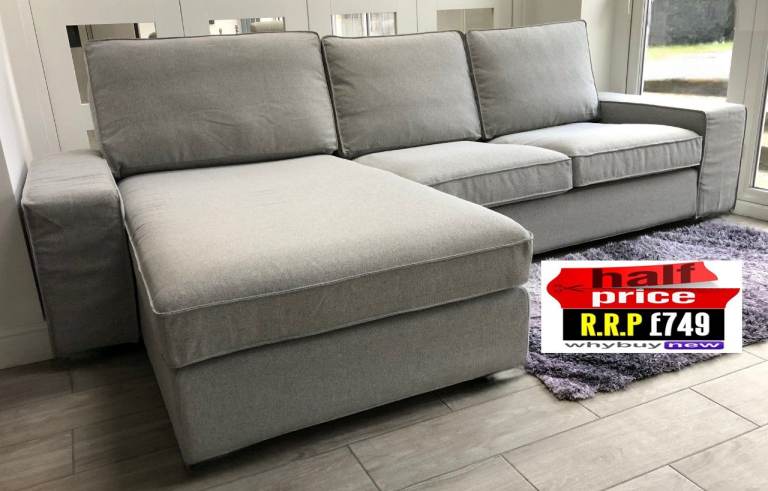 RRP:£749 IKEA KIVIK TWO/THREE SEATER CHAISE LONGUE CORNER GREY TIBBLEBY SOFA LONDON DELIVERY (DFS)