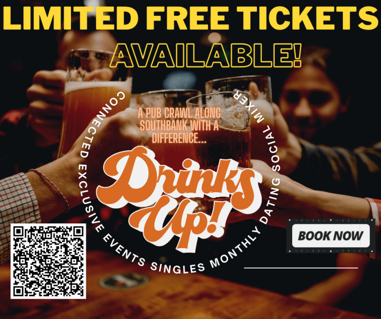 Drinks Up Pub Crawl Monthly Singles Dating Mixer-Sunday, 23 August @ 1-3pm, Southbank.