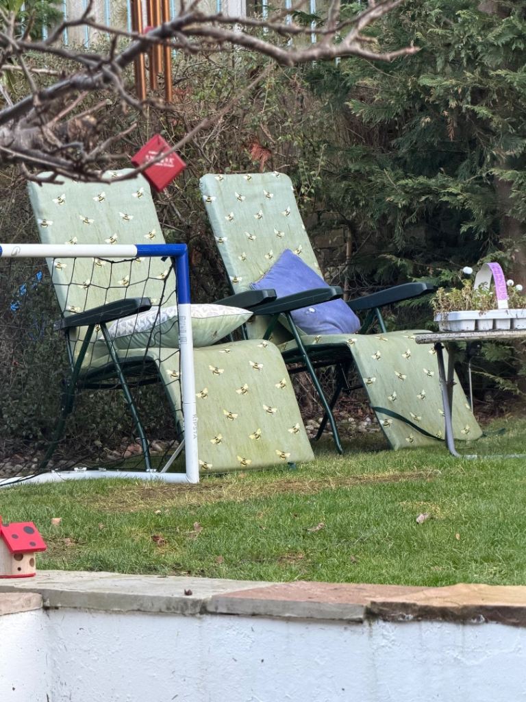 Dunelm 2 reclining sun loungers 