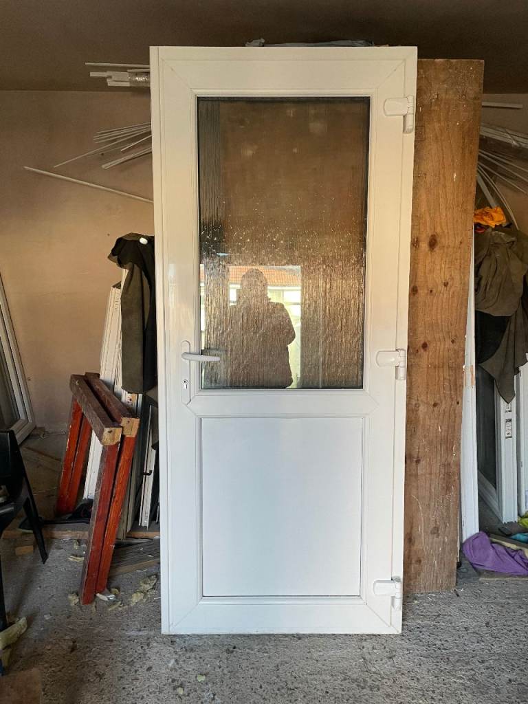 UPVC DOOR 201.5 x 86.5 cm - BEAUTIFUL UPVC DOUBLE GLAZED DOOR - OBSCURE GLASS (REF: DX201)