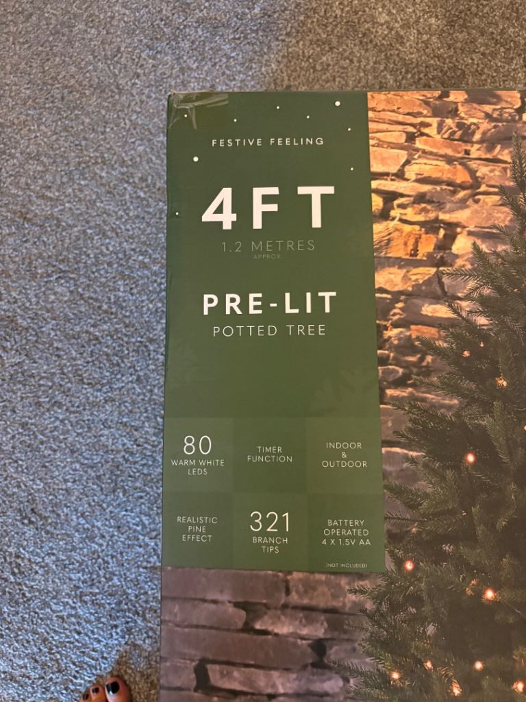 4ft Pre-Lit Potted Artificial Christmas Tree