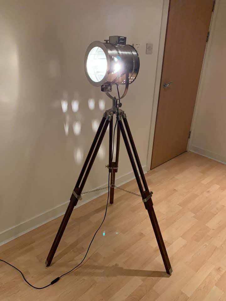 Retro/Industrial Tripod Floor Lamp - Studio Spotlight Style - Leith