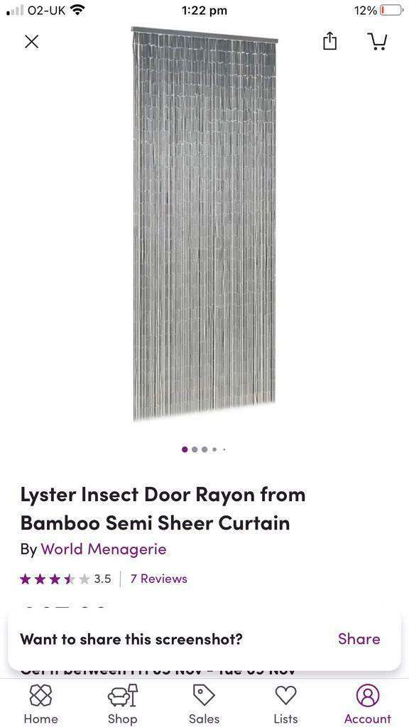 image for Wayfair Real bamboo door curtain grey like new