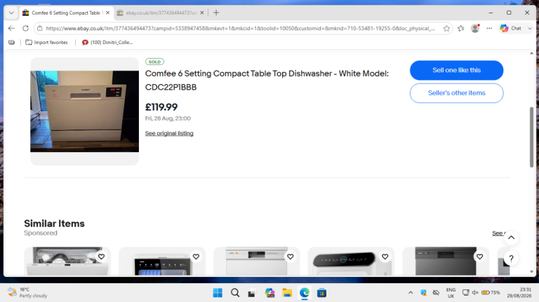 Comfee 6 Setting Compact Table Top Dishwasher - White Model CDC22P1B88