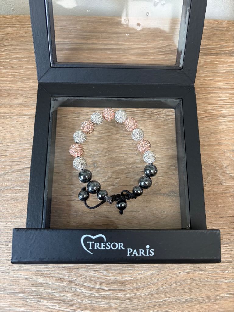 Tresor Paris Bracelet – Peach white and silver Beads