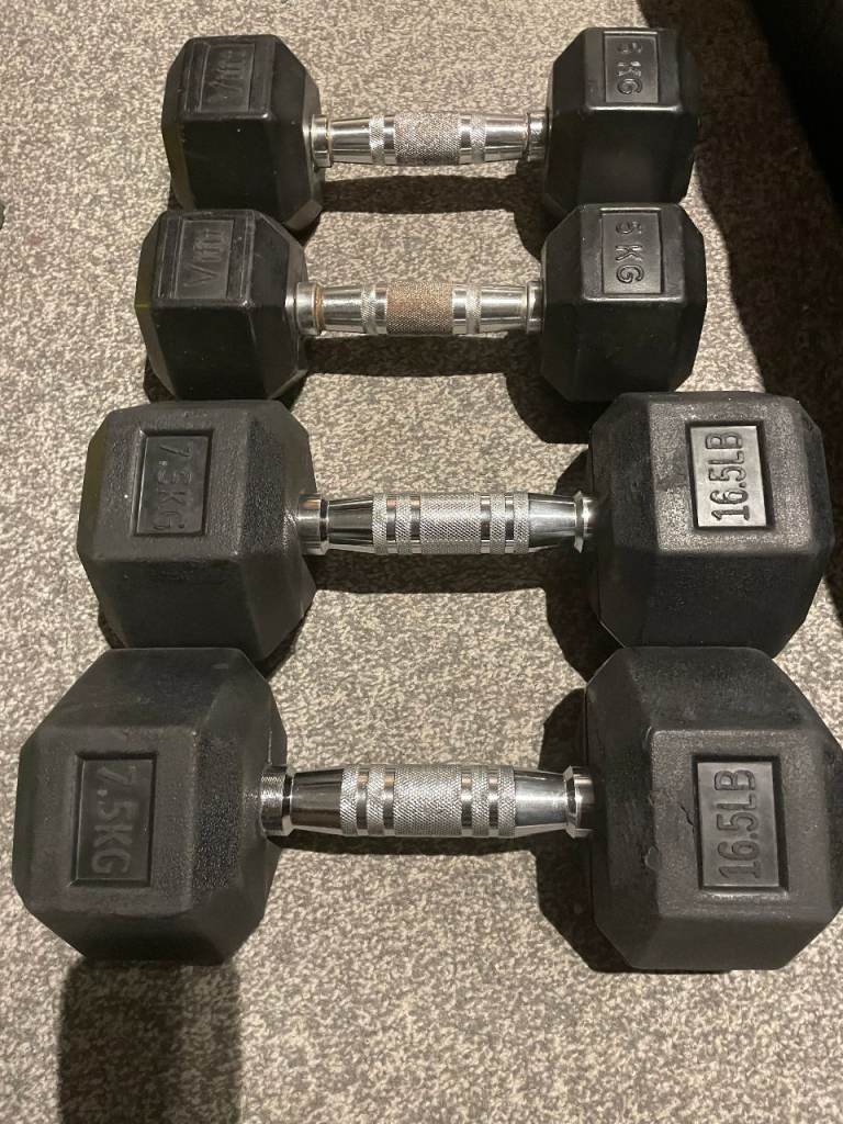 image for Hexagonal Dumbbells  - 2x5kg, 2x7.5kg - For COLLECTION - Near Heathrow