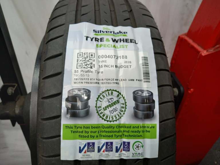 195/55/R15 85v Nova Force Hp Lead 6mm Part Worn Pressure Tested Tyre