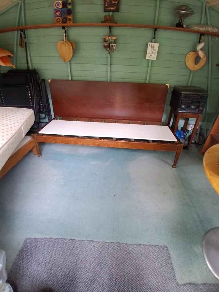 2x single wooden bed base 