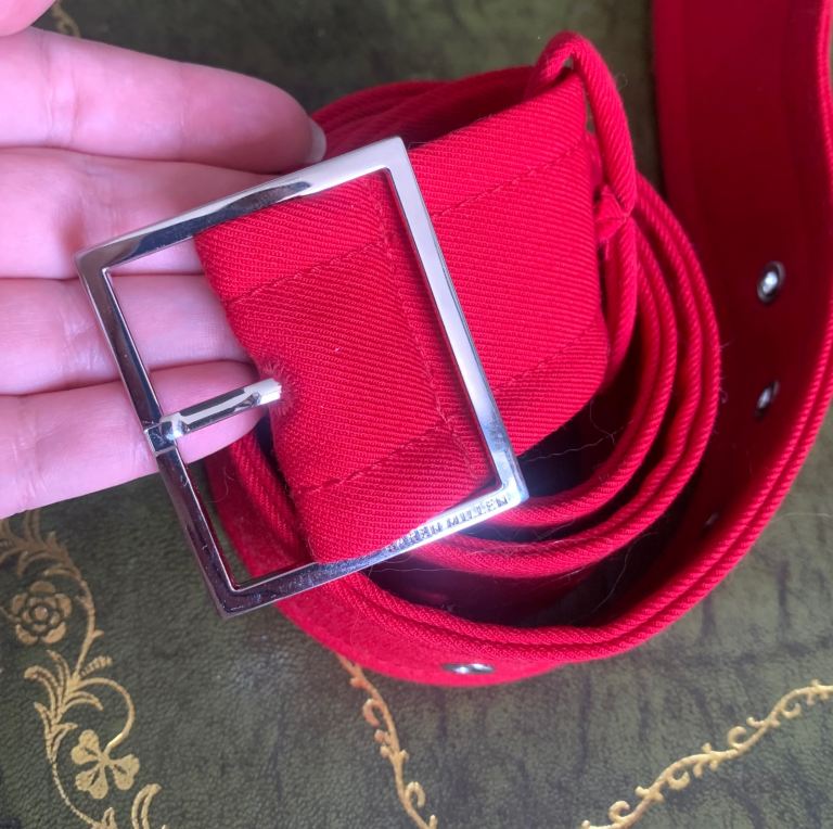 Karen Millen ‘Signature’ 100% Classic Red Wool Belt 💗 Excellent