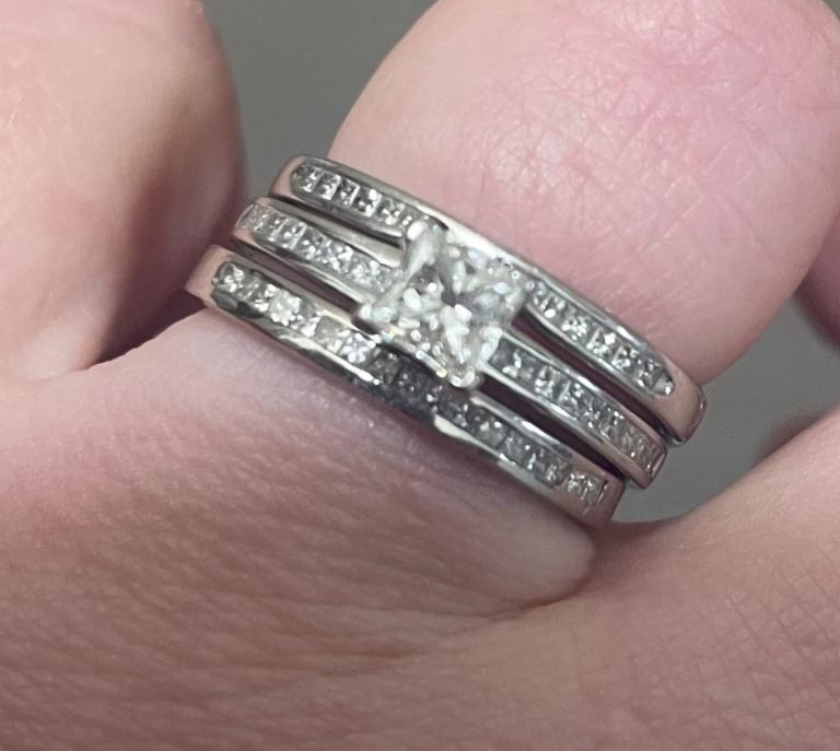 Platinum Diamond single band valued £1250, size N like new open to offers 